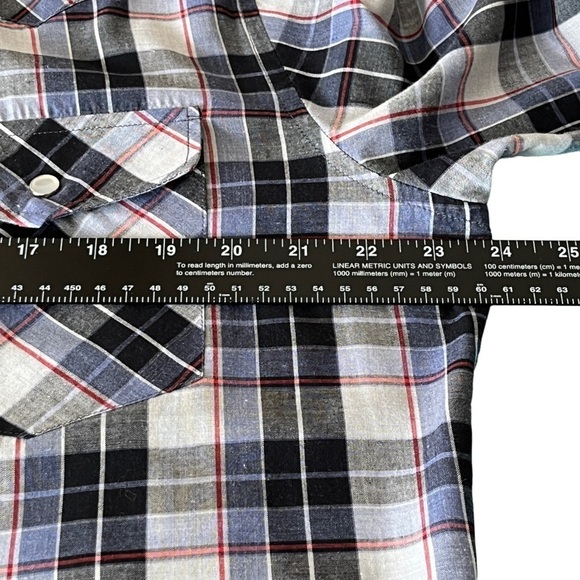 New Frontiers by Big Yank Country Western Plaid Shirt with Pearl Snap Buttons - Picture 9 of 12